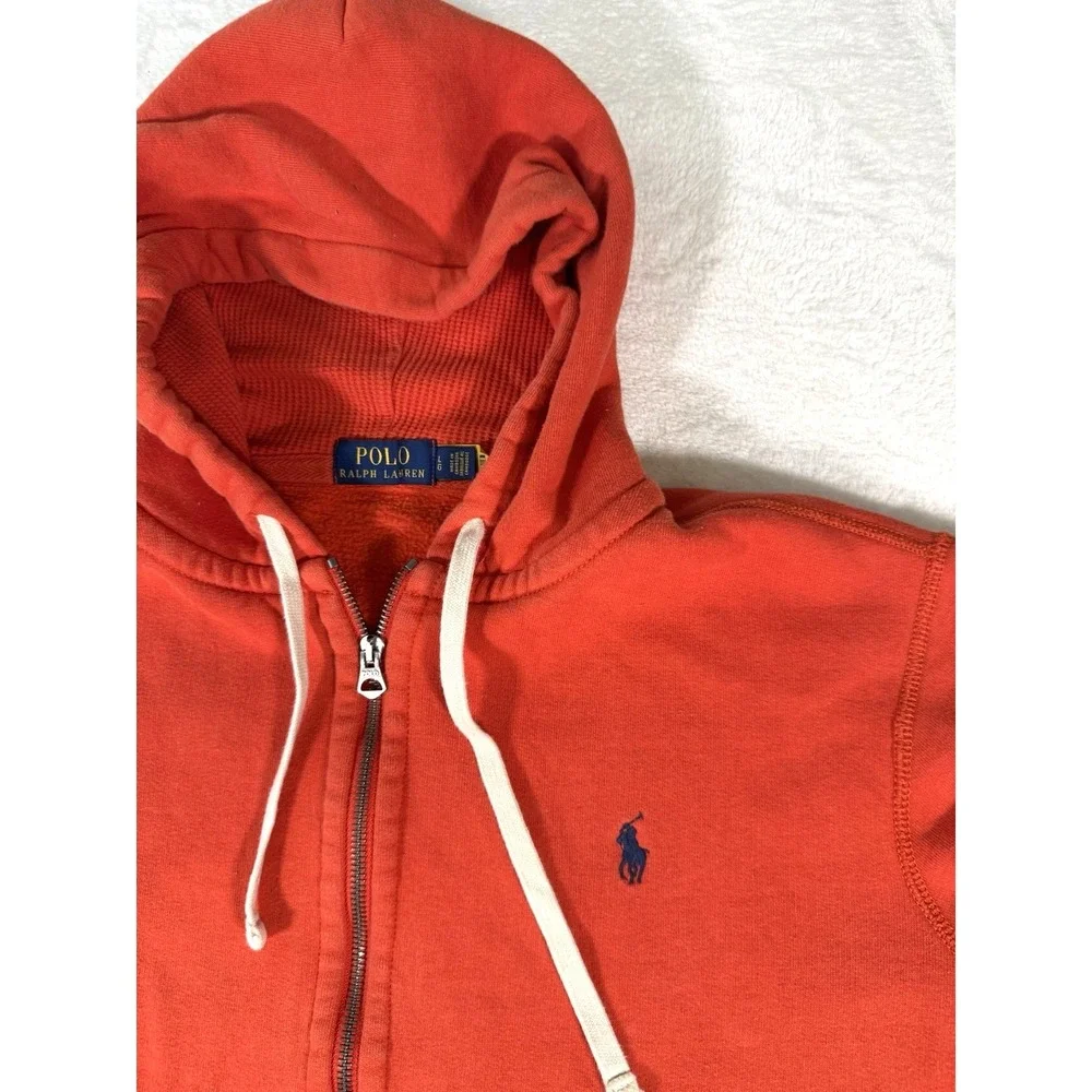 Polo Ralph Lauren Hoodie Large Full Zip Up Waffle Thermal Sweatshirt Casual
